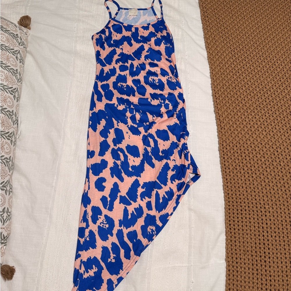 Blue and Pink Animal Print Dress